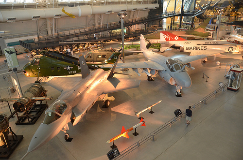 Steven F. Udvar-Hazy Center: X-35B Joint Strike Fighter, A-6E Intruder, F-4S Phantom II, Sikorsky UH-34D Seahorse, UH-1H Iroquois “Huey” Smokey III, F-105D Thunderchief, F4U-1D Corsair, P-40E, SR-71 Blackbird, et al