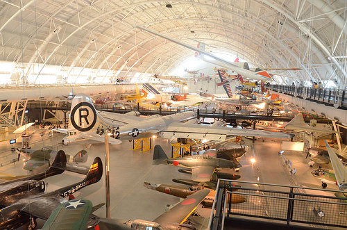 Steven F. Udvar-Hazy Center: View of south hangar, including B-29 Superfortress “Enola Gay”, a glimpse of the Air France Concorde, and many others
