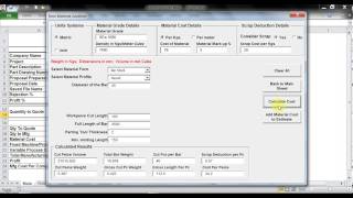 Machining Material Cost Calculations using JobShopQuote MAC