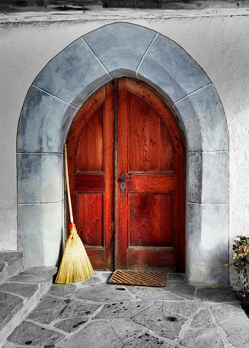 Chapel door in Swiss Alps