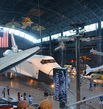 Steven F. Udvar-Hazy Center: Space exhibit panorama (Space Shuttle Enterprise)