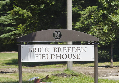 Brick Breeden Fieldhouse sign – Montana State University – Bozeman, Montana – 2013-07-09