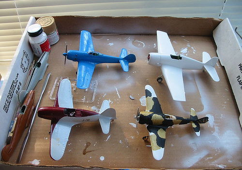 four Air racers in progress